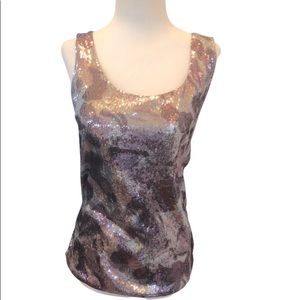 EUC sequin and cotton INC tank pink silver small P
